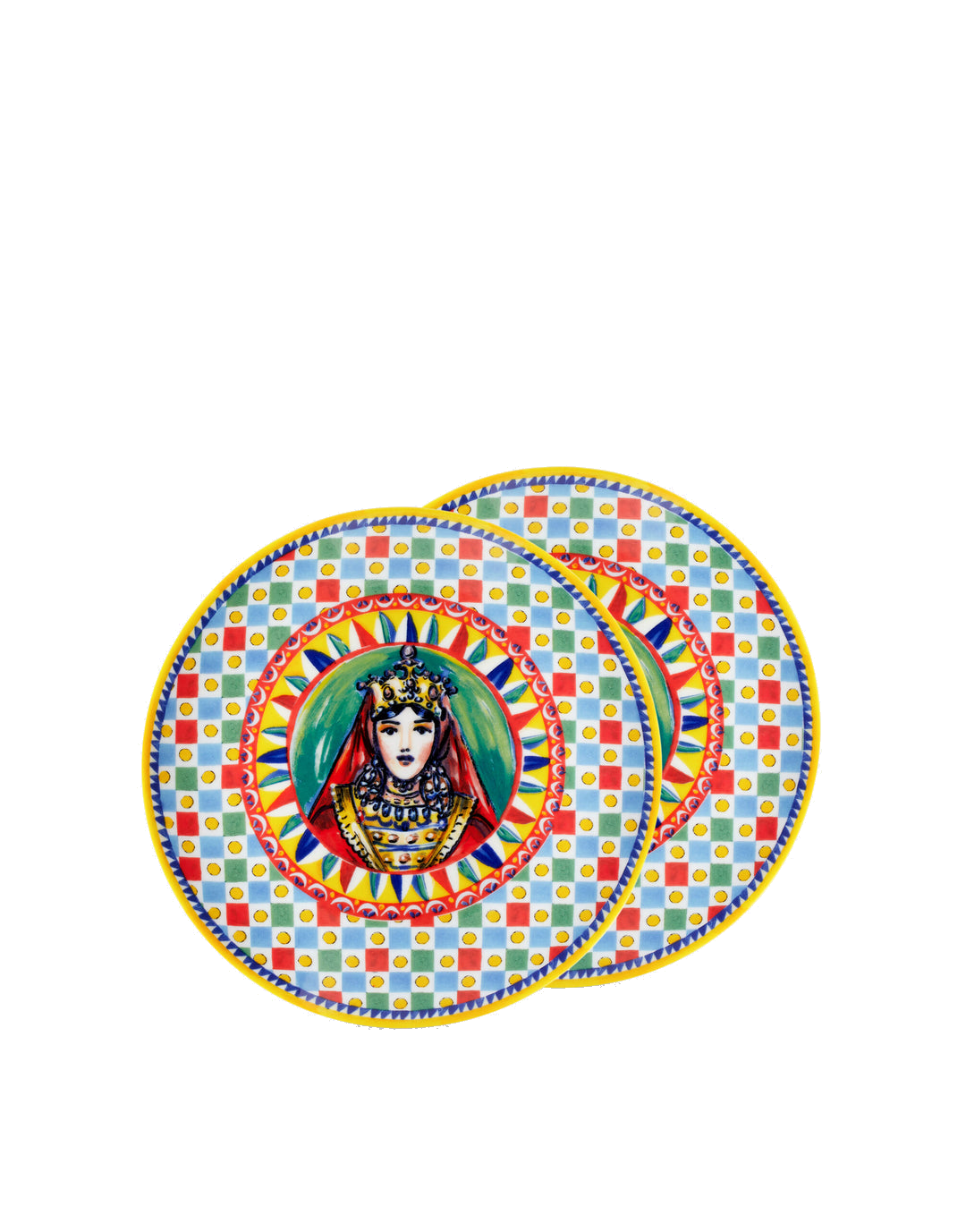 Dolce&Gabbana Casa Carretto Siciliano Set of 2 Porcelain Dessert Plates - 19 cm