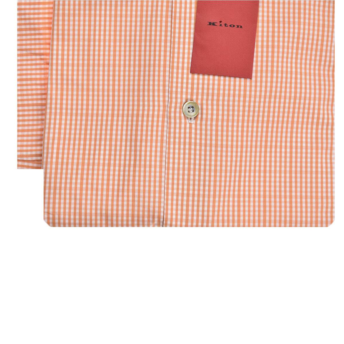 Kiton Orange White Cotton Shirt - view 5