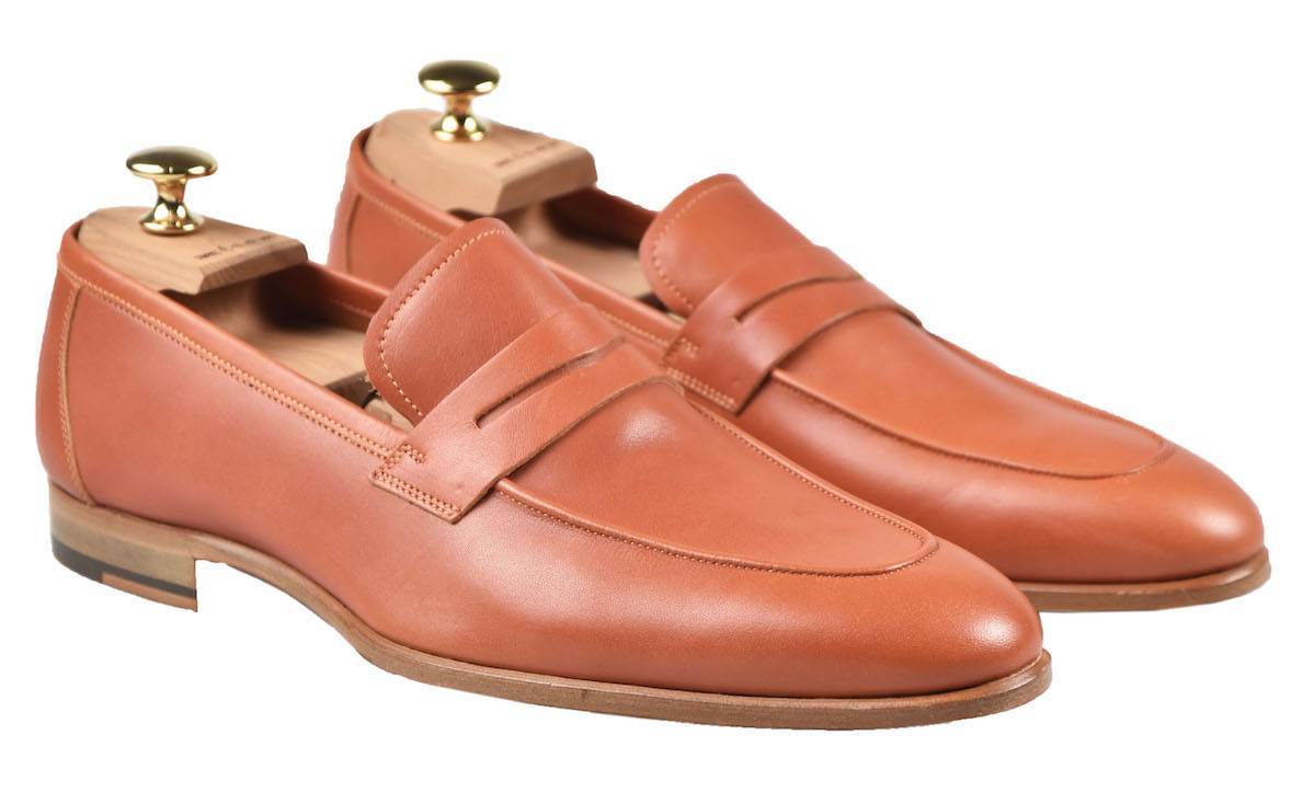 Kiton Orange Leather Loafers