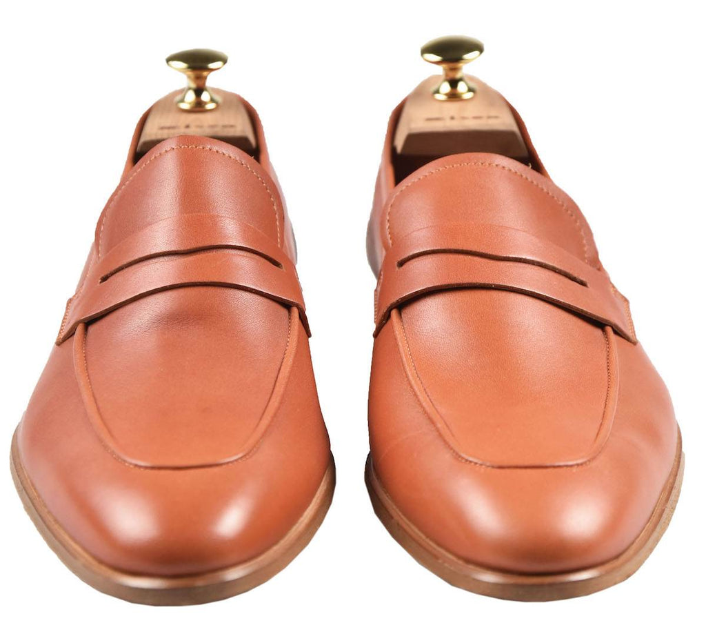 Kiton Orange Leather Loafers