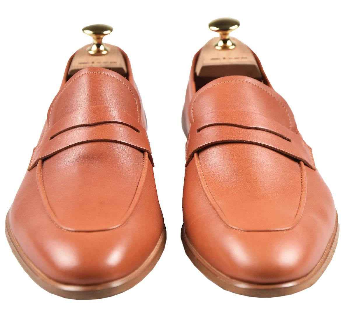 Kiton Orange Leather Loafers