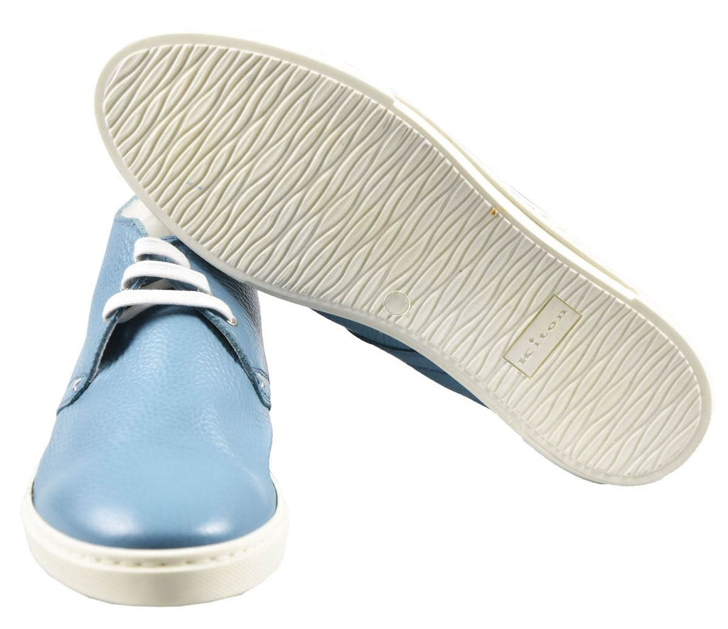 Kiton Light Blue Leather Sneakers