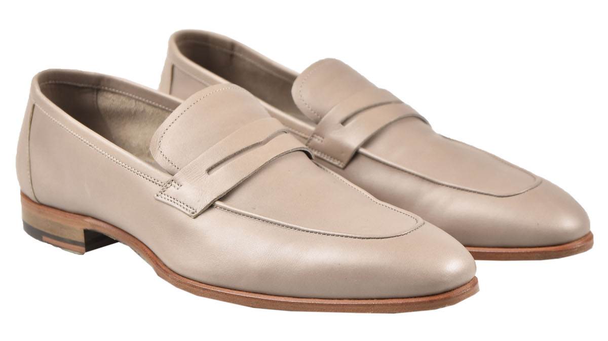 Kiton Beige Leather Loafers