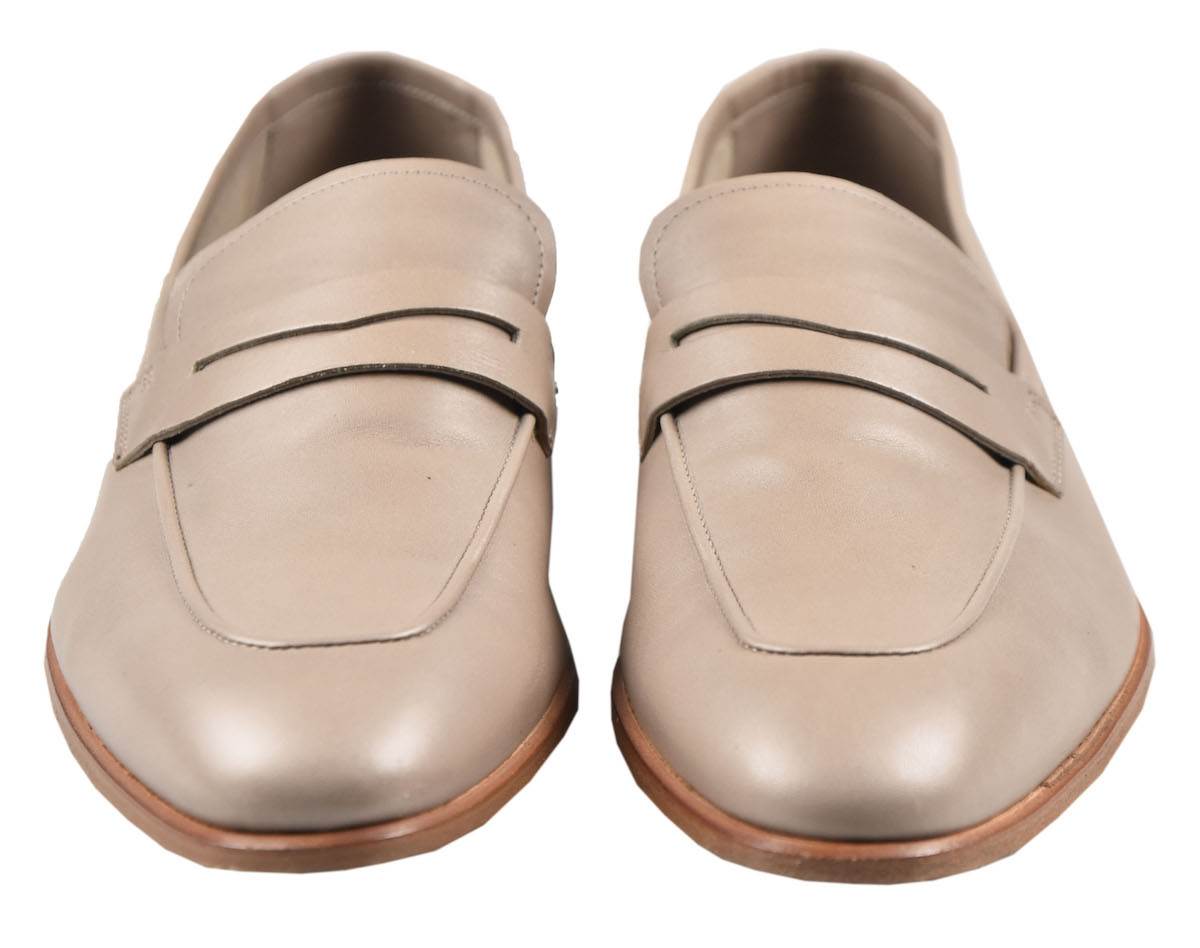 Kiton Beige Leather Loafers