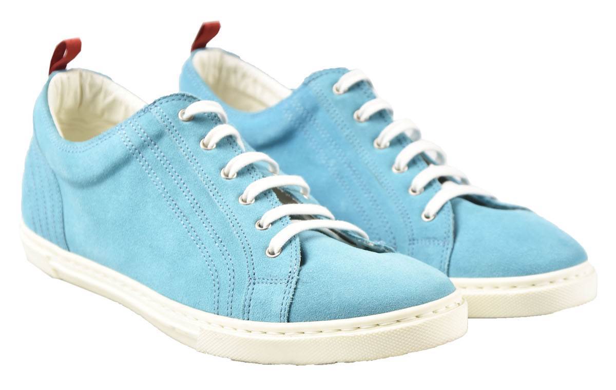 Kiton Light Blue Leather Suede Shoes
