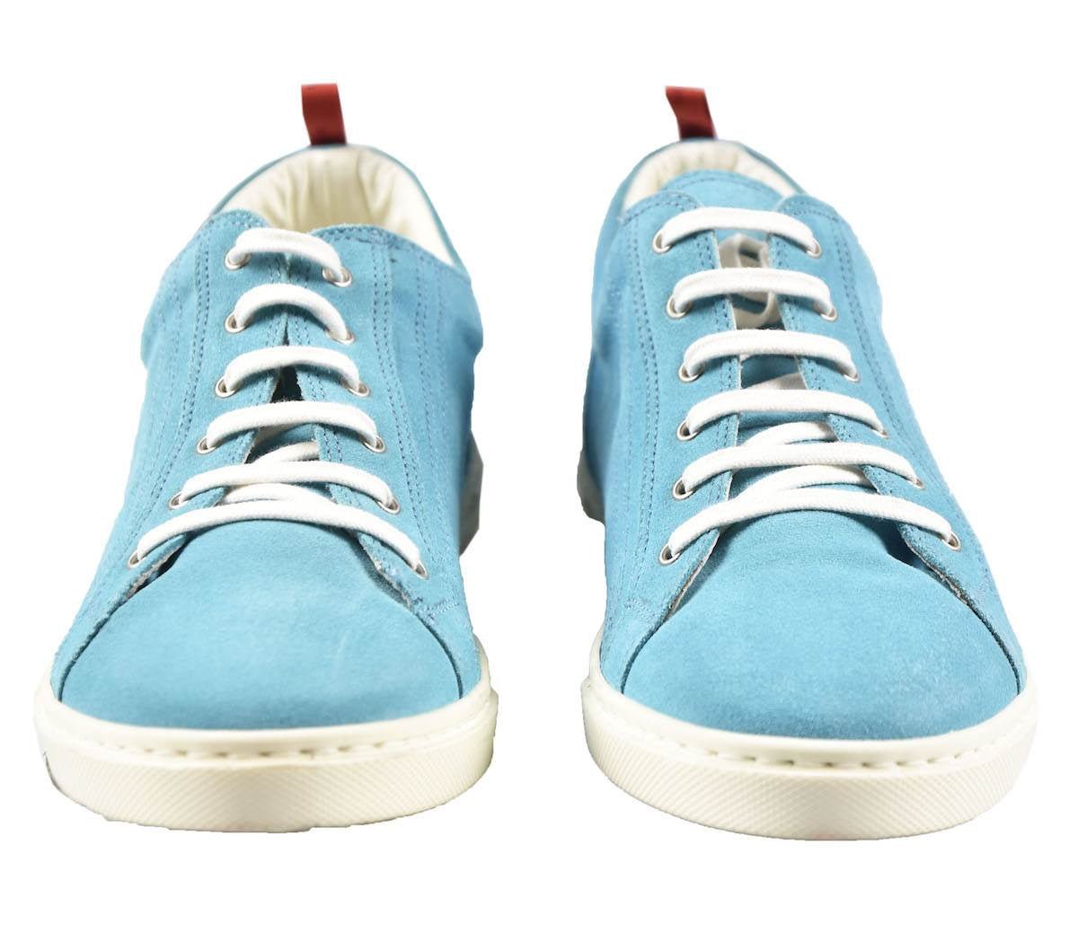 Kiton Light Blue Leather Suede Shoes