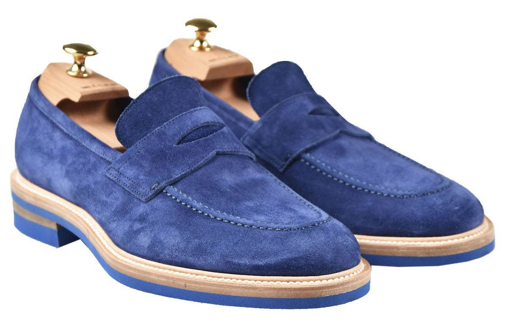 Kiton Blue Leather Suede Shoes