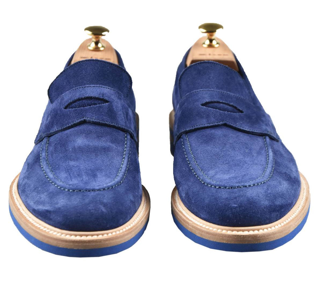 Kiton Blue Leather Suede Shoes
