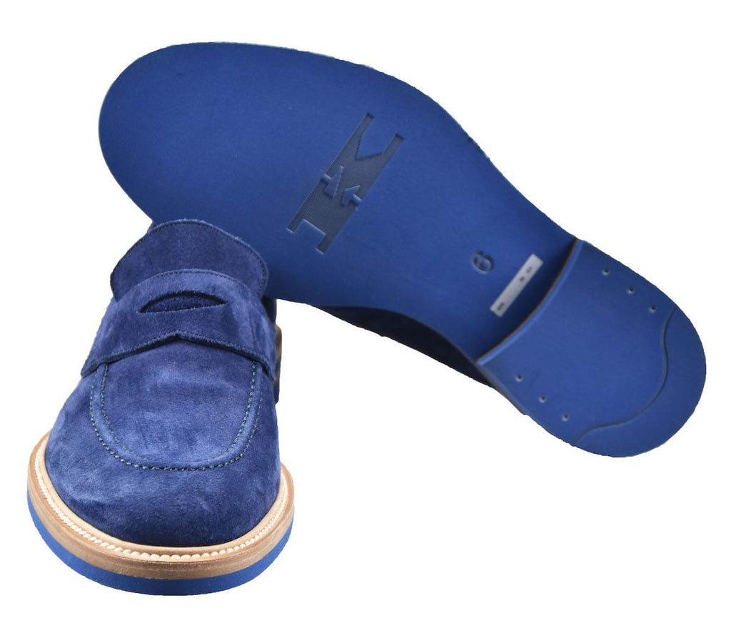 Kiton Blue Leather Suede Shoes