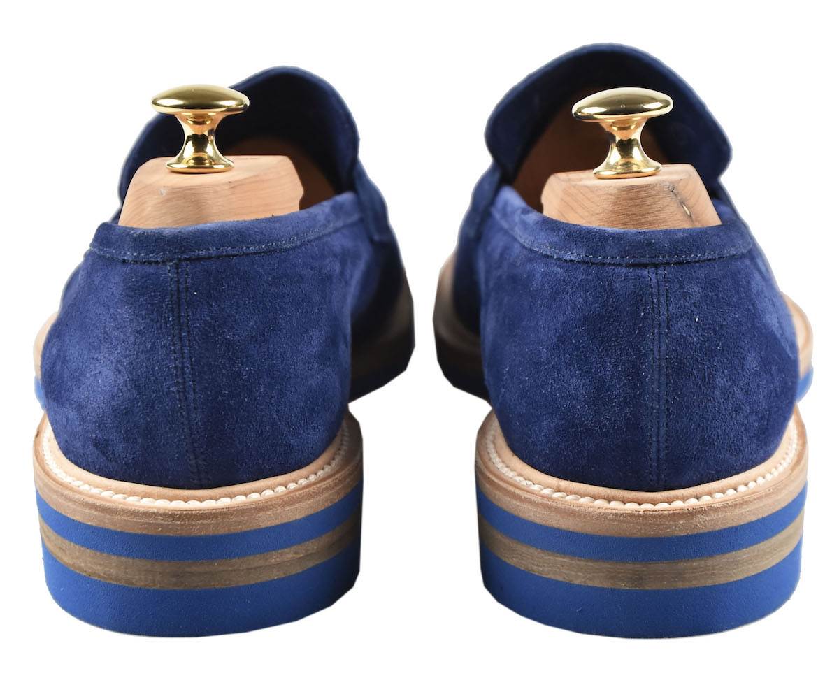 Kiton Blue Leather Suede Shoes