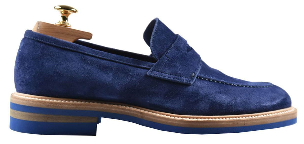 Kiton Blue Leather Suede Shoes