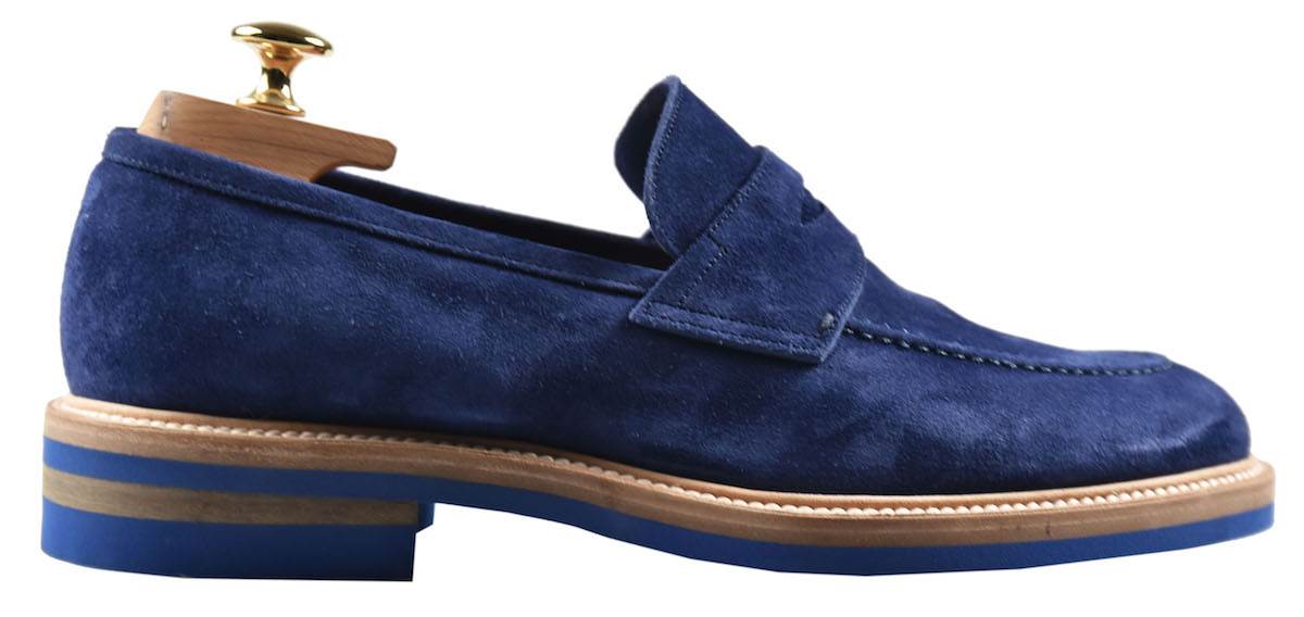 Kiton Blue Leather Suede Shoes