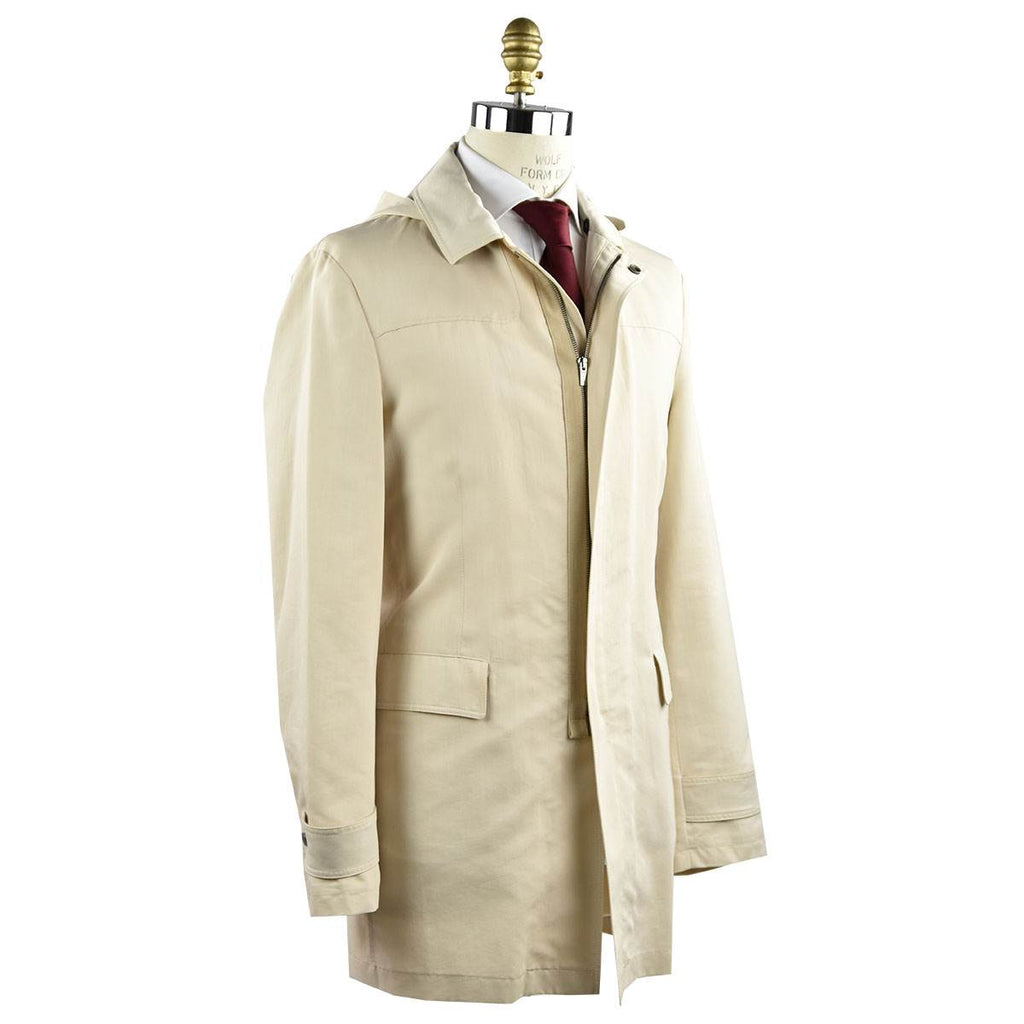 Kiton Beige Cotton Silk Overcoat - view 3