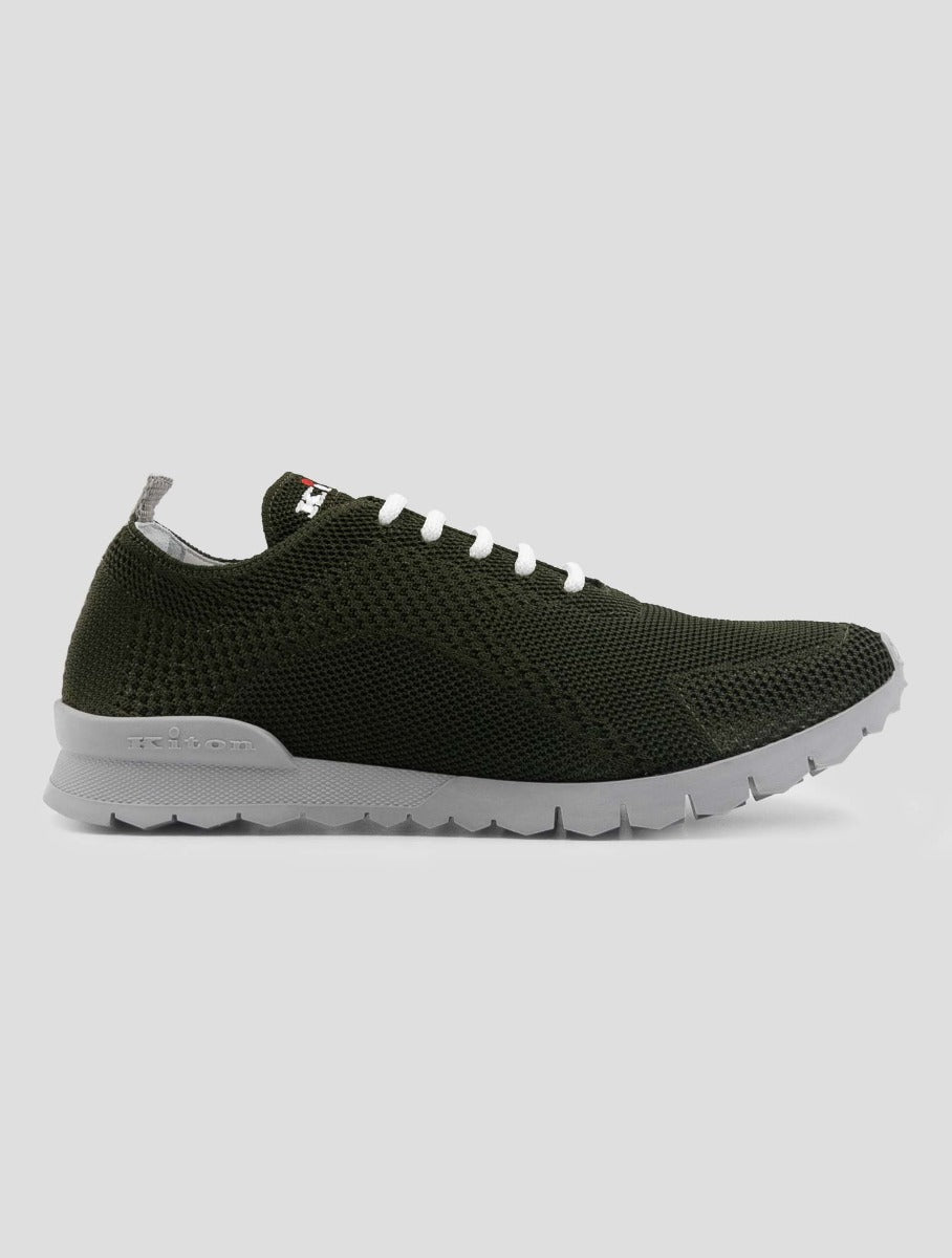 Kiton Green Cotton-Elastane Sneakers