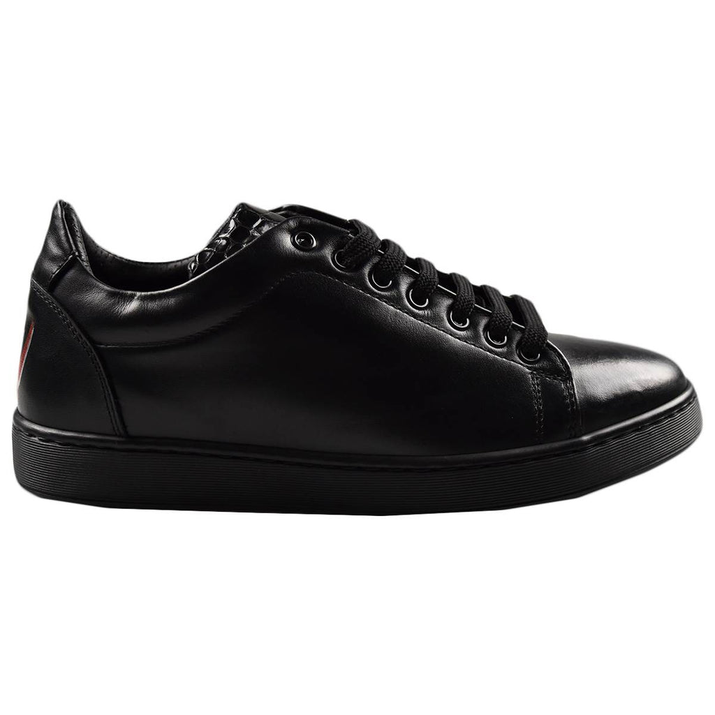Kiton Black Leather Crocodile Sneakers 20WS2