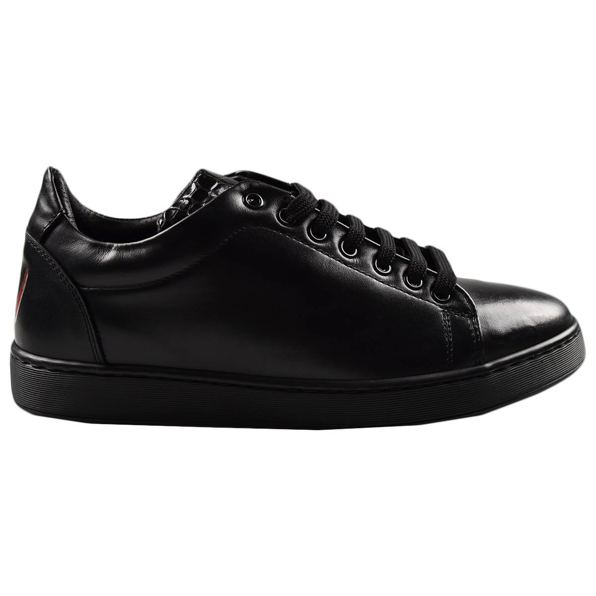 Kiton Black Leather Crocodile Sneakers 20WS2