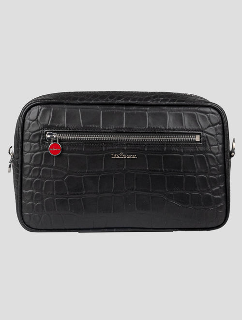 Kiton Black Leather Crocodile Pochette