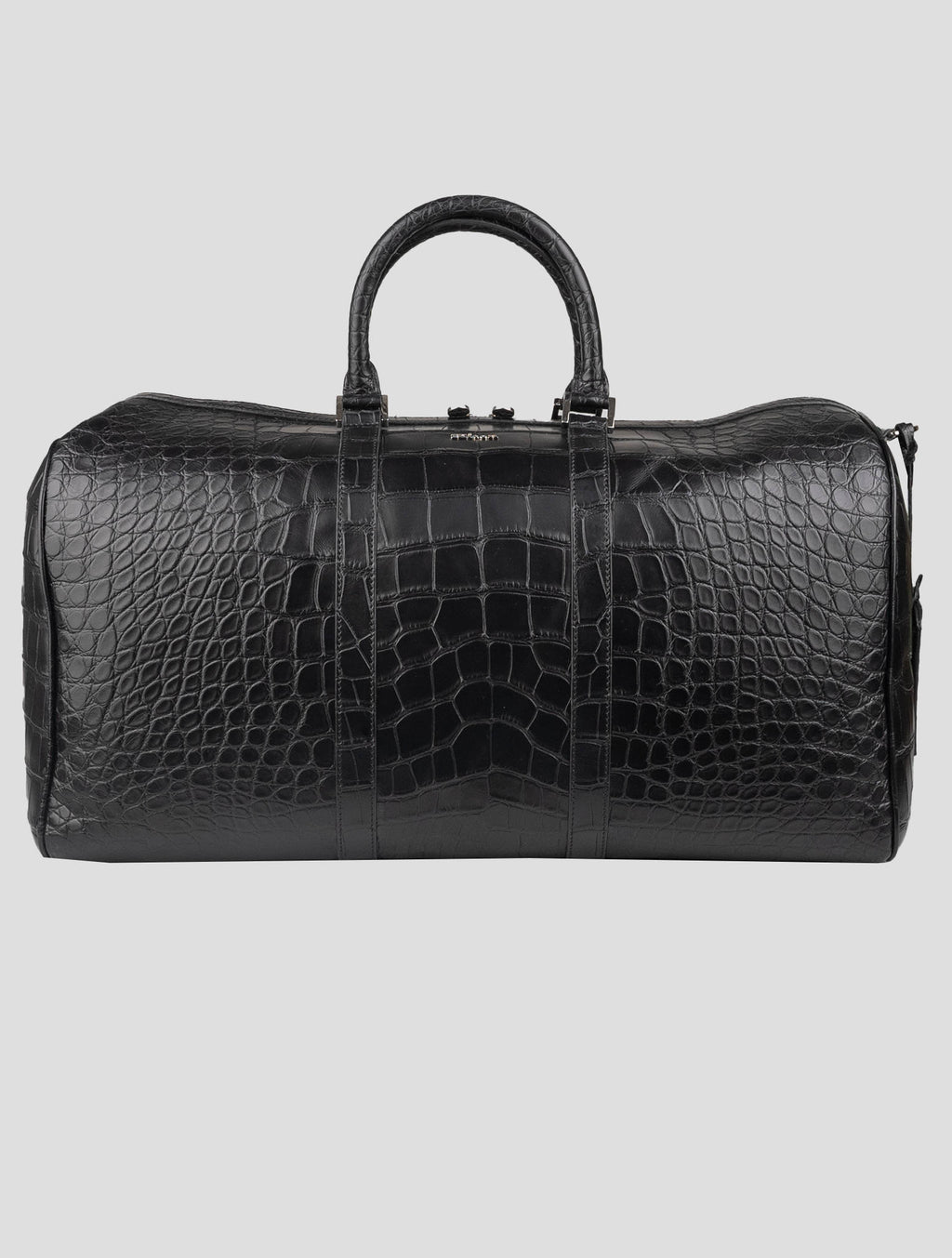 Kiton Black Leather Crocodile Travel Bag