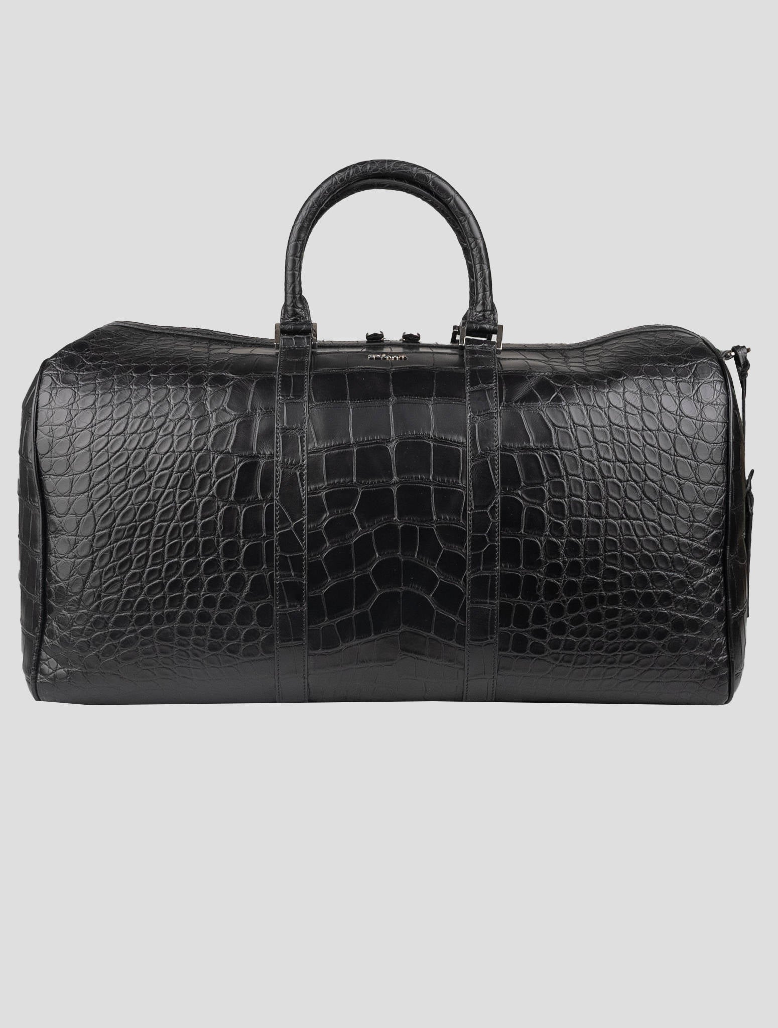 Kiton Black Leather Crocodile Travel Bag