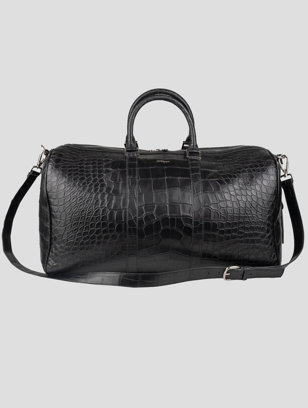 Kiton Black Leather Crocodile Travel Bag 2