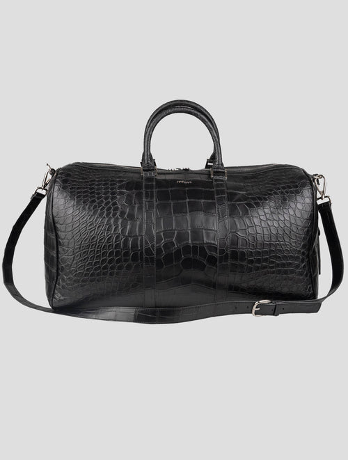 Kiton Black Leather Crocodile Travel Bag 2