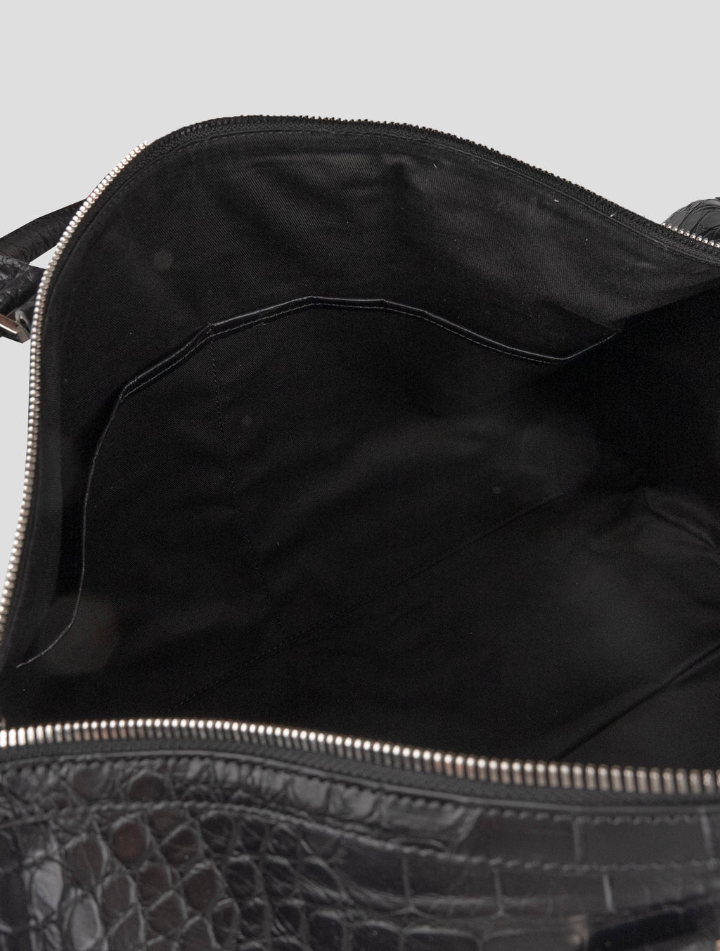 Kiton Black Leather Crocodile Travel Bag 3