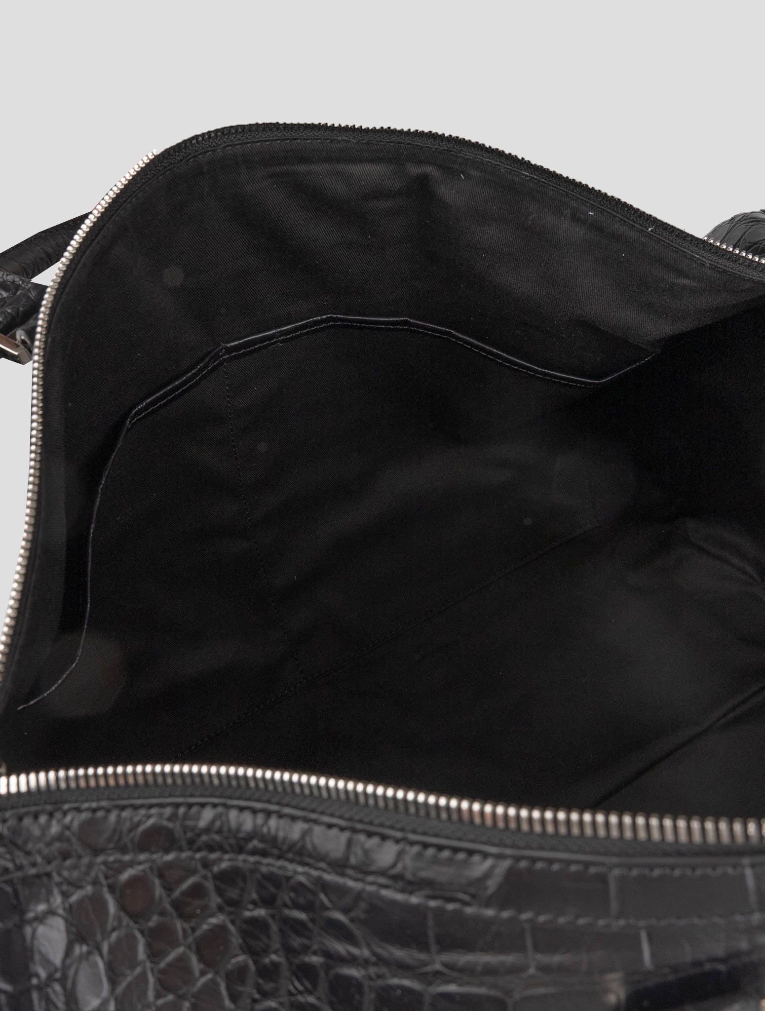 Kiton Black Leather Crocodile Travel Bag 3