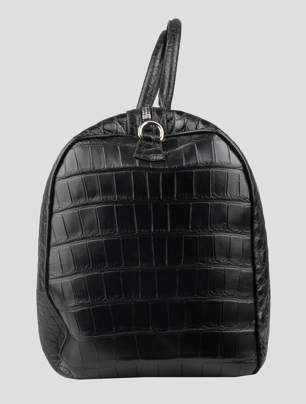 Kiton Black Leather Crocodile Travel Bag 5