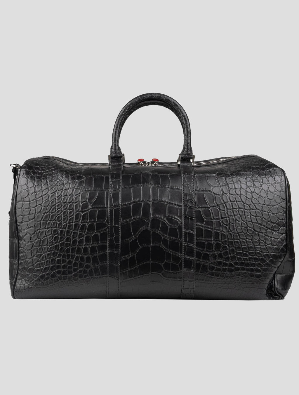 Kiton Black Leather Crocodile Travel Bag 6
