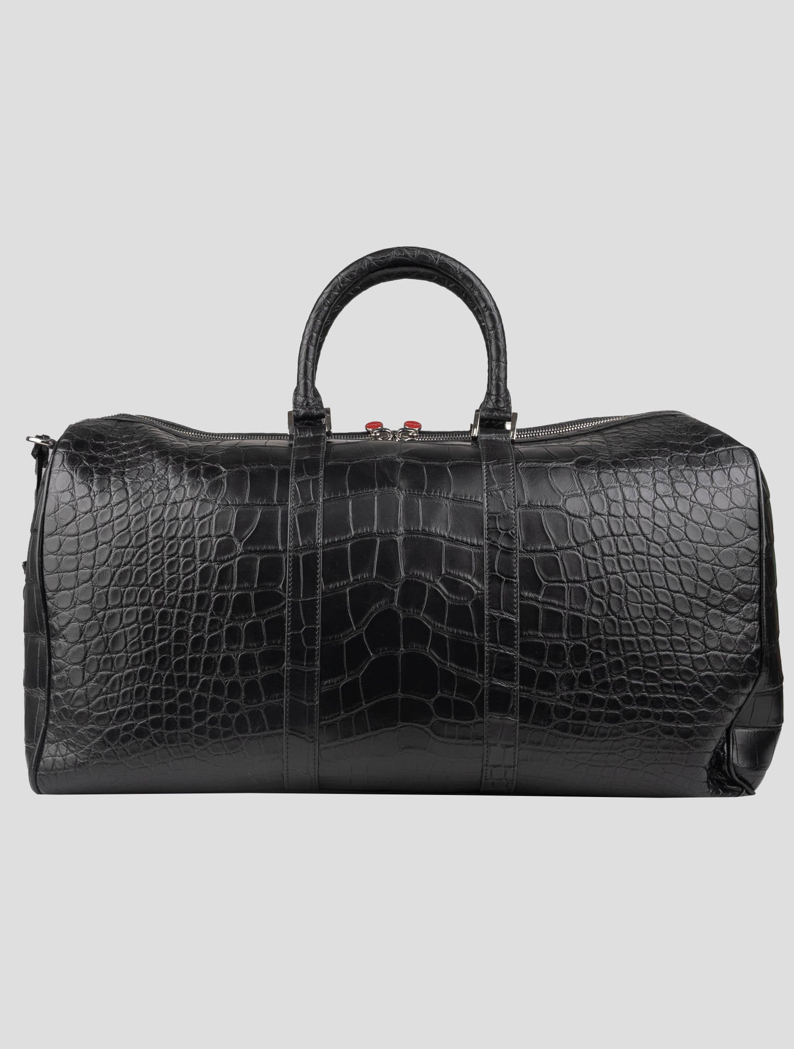 Kiton Black Leather Crocodile Travel Bag 6
