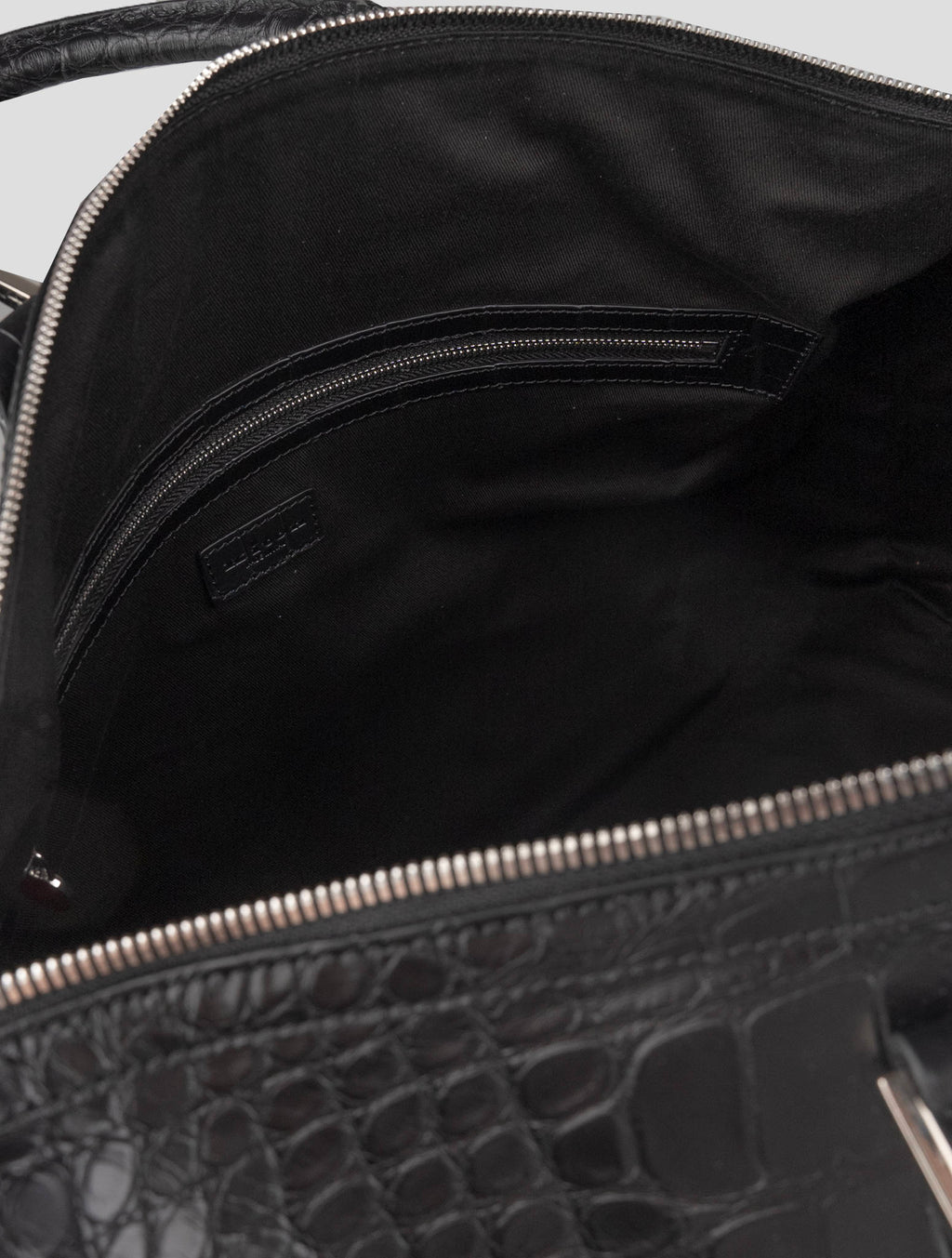 Kiton Black Leather Crocodile Travel Bag 7