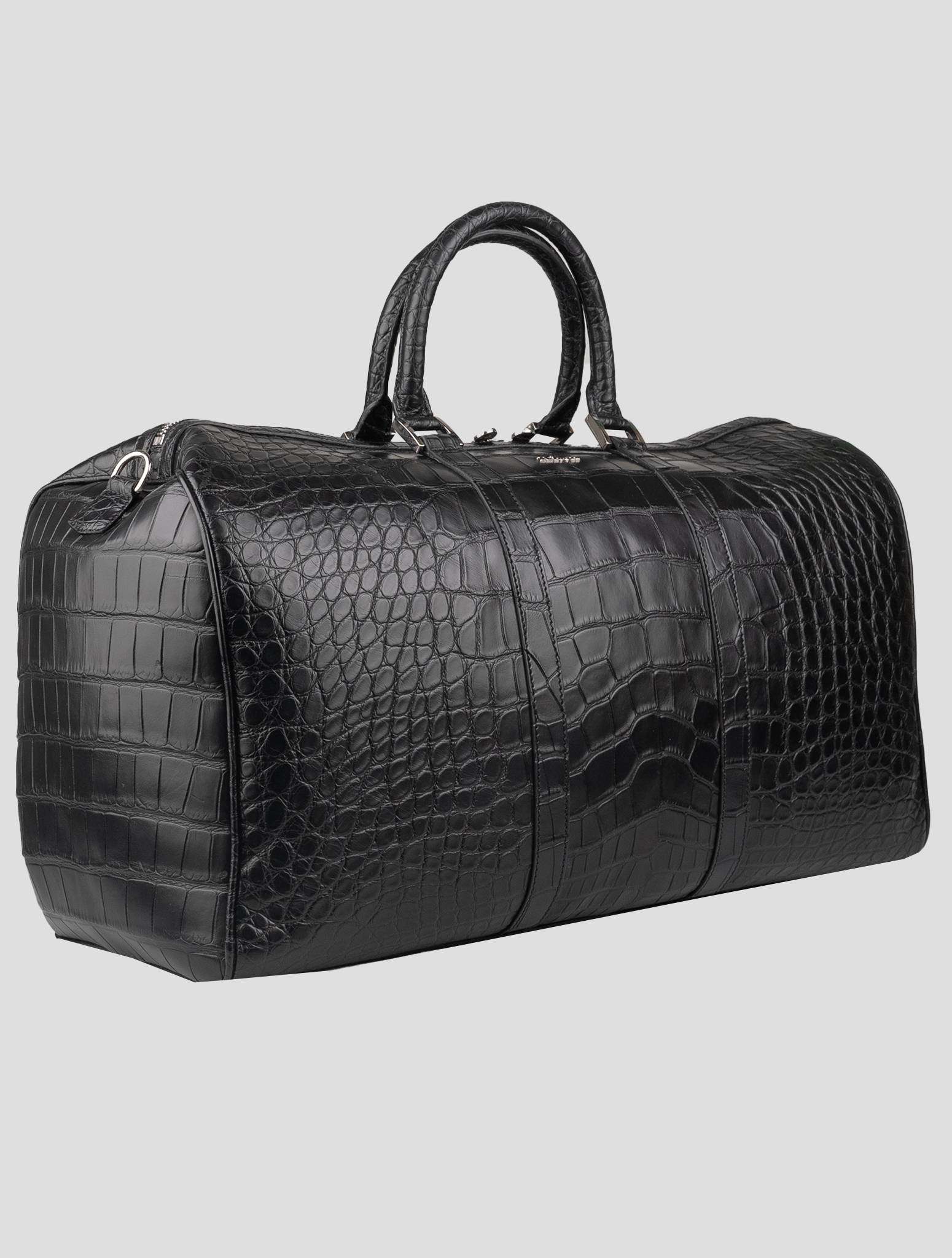 Kiton Black Leather Crocodile Travel Bag 9