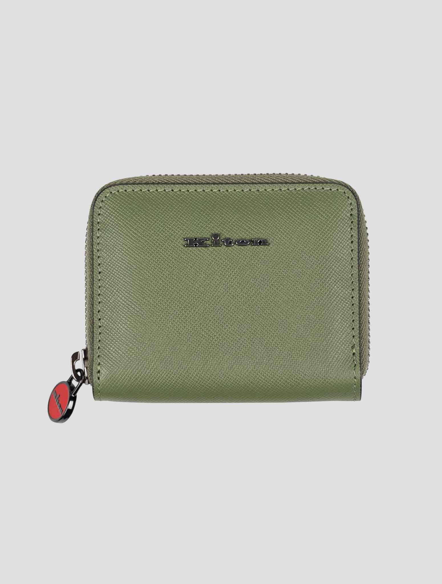 Kiton Green Leather Coin Holder