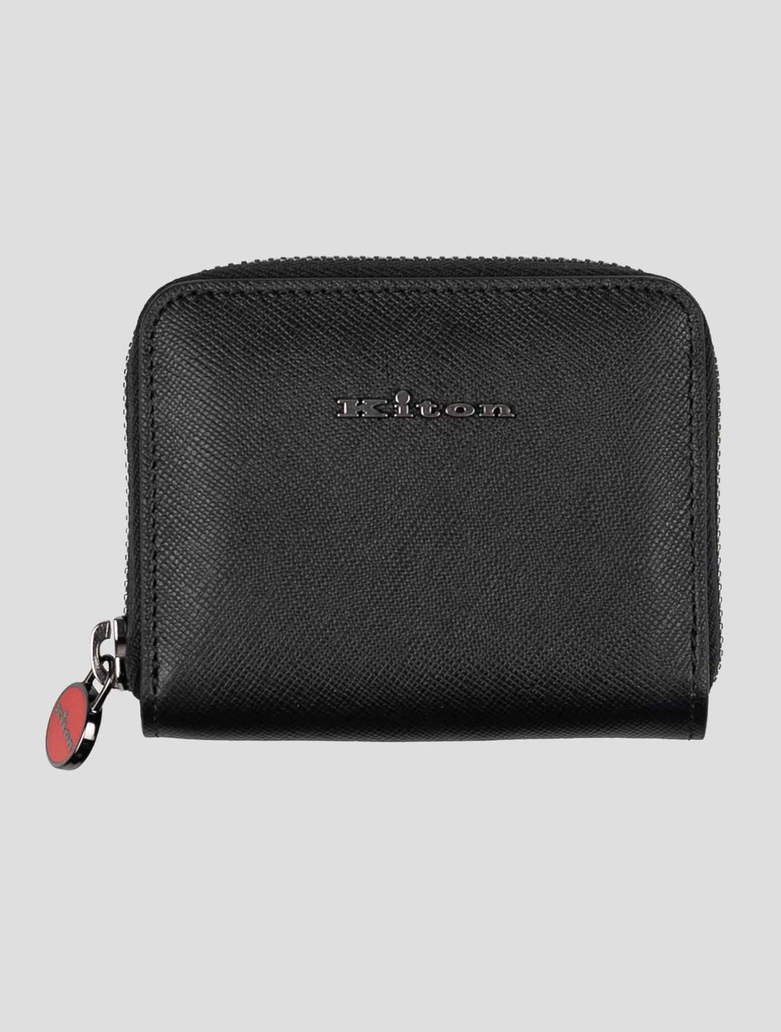 Kiton Black Leather Coin Holder