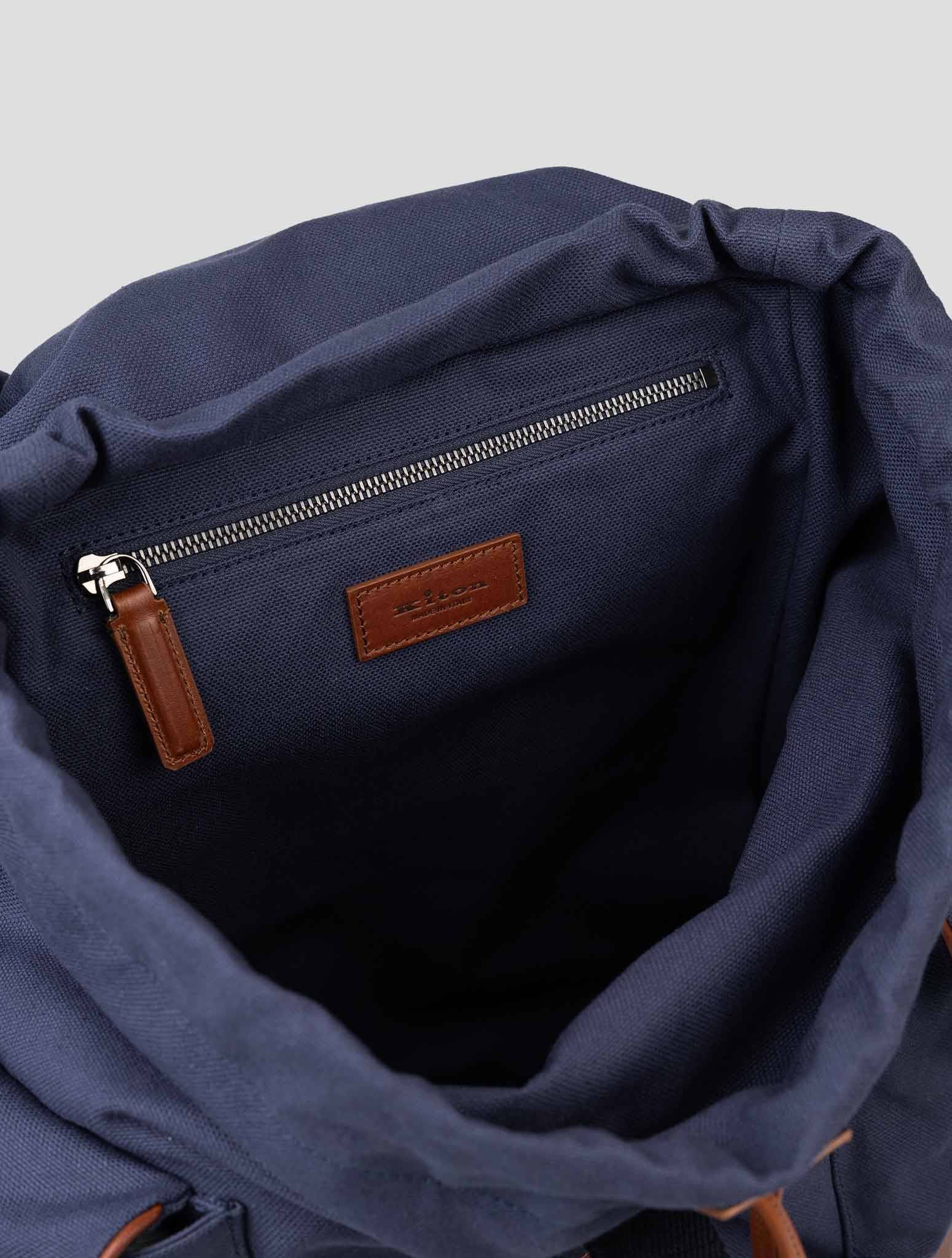 Kiton Blue Cotton Backpack 4
