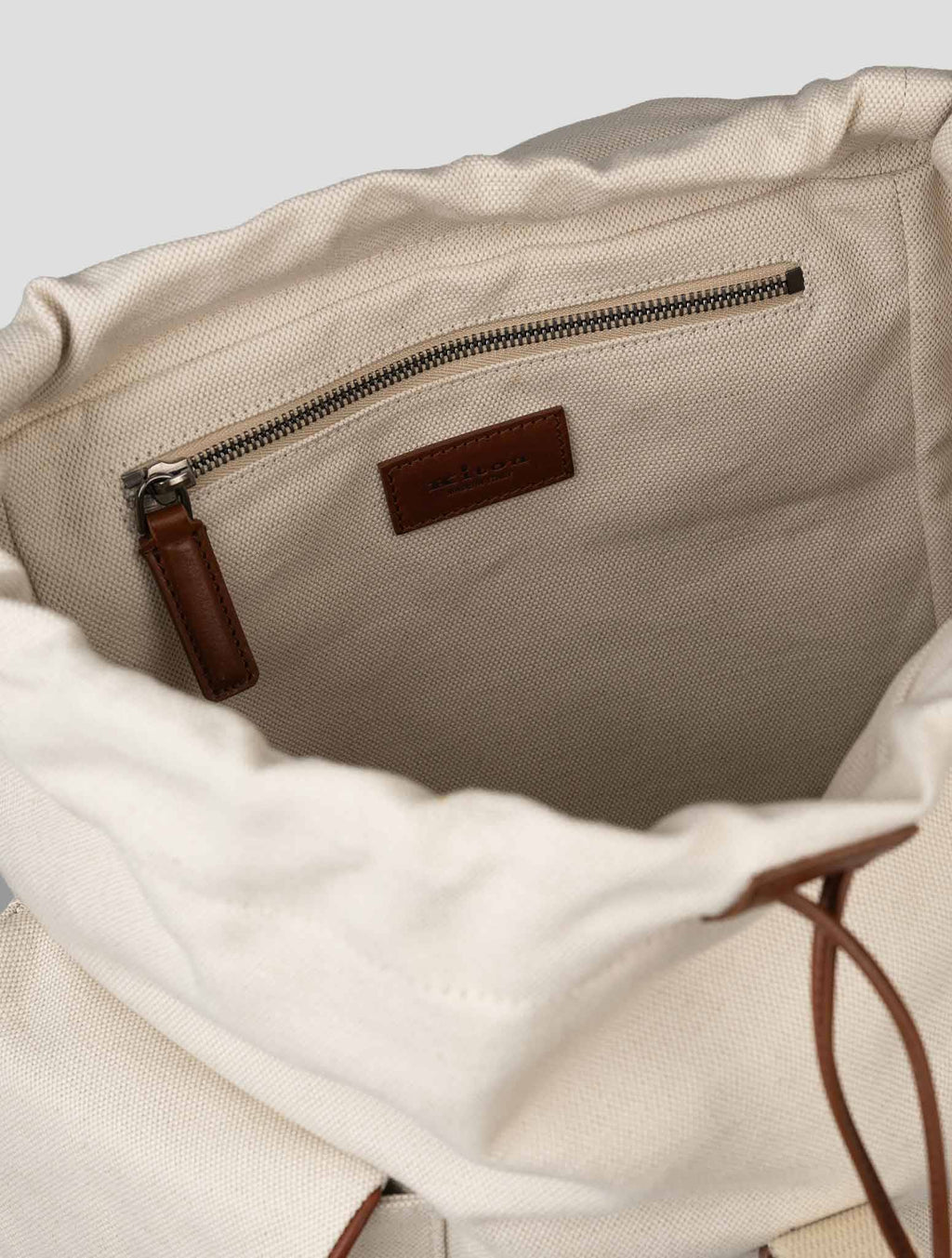 Kiton Beige Cotton Backpack 3