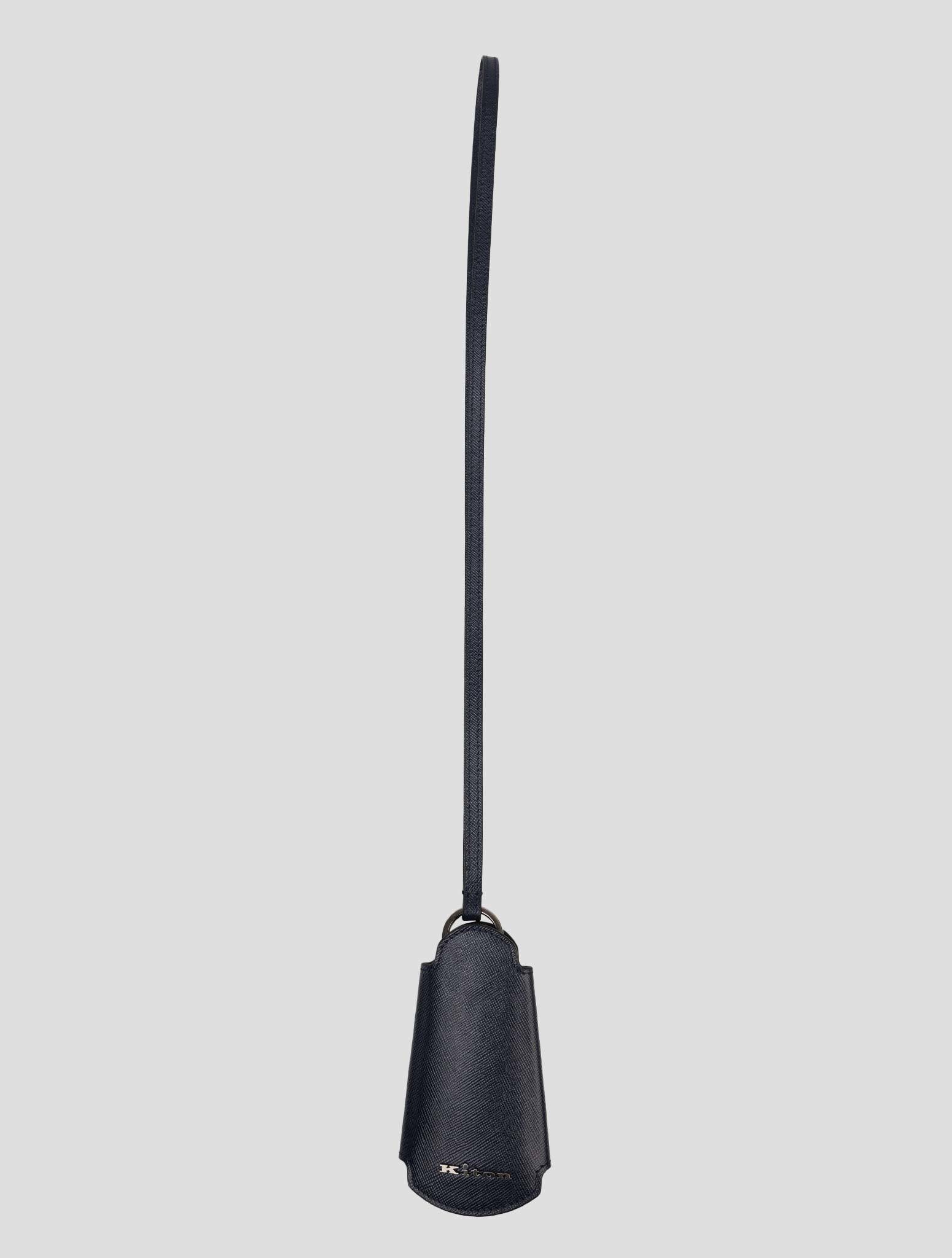 Kiton Dark Blue Leather Keychain (048)
