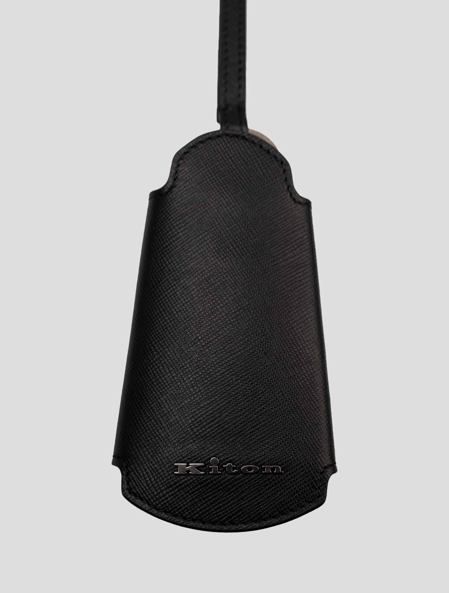 Kiton Black Leather Keychain (048) 3