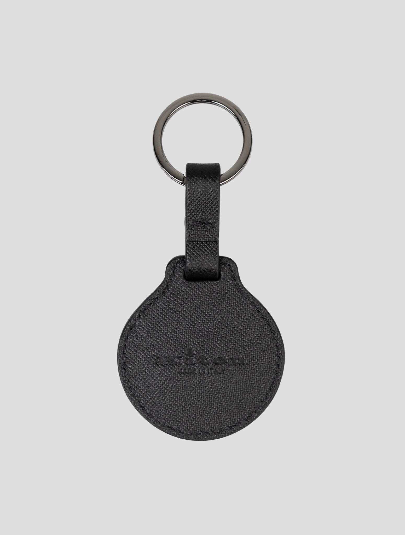 Kiton Black Leather Keychain (Model 9N012280) 2