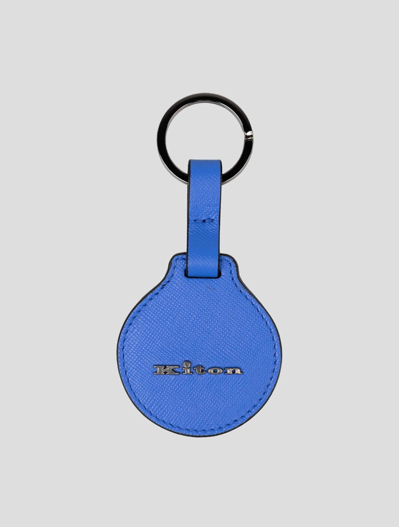 Kiton Light Blue Leather Keychain