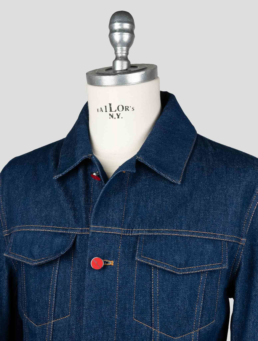 Kiton Blue Denim Cotton Coat — view 6