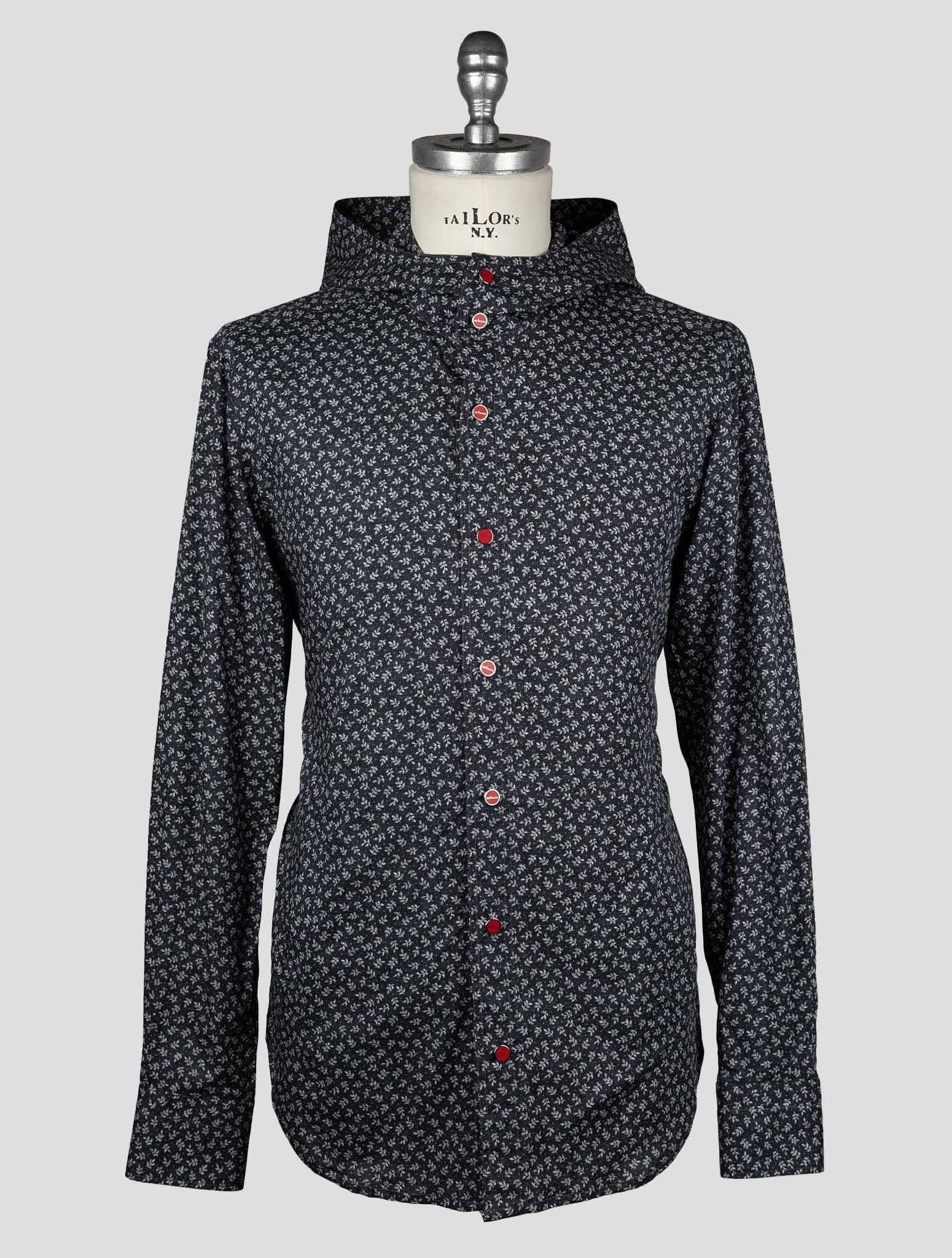 Kiton Dark Blue Gray Cotton Elasticated Shirt