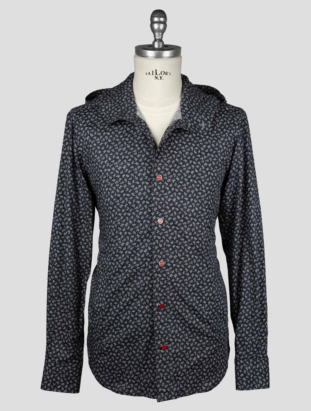 Kiton Dark Blue Gray Cotton Elasticated Shirt — view 2
