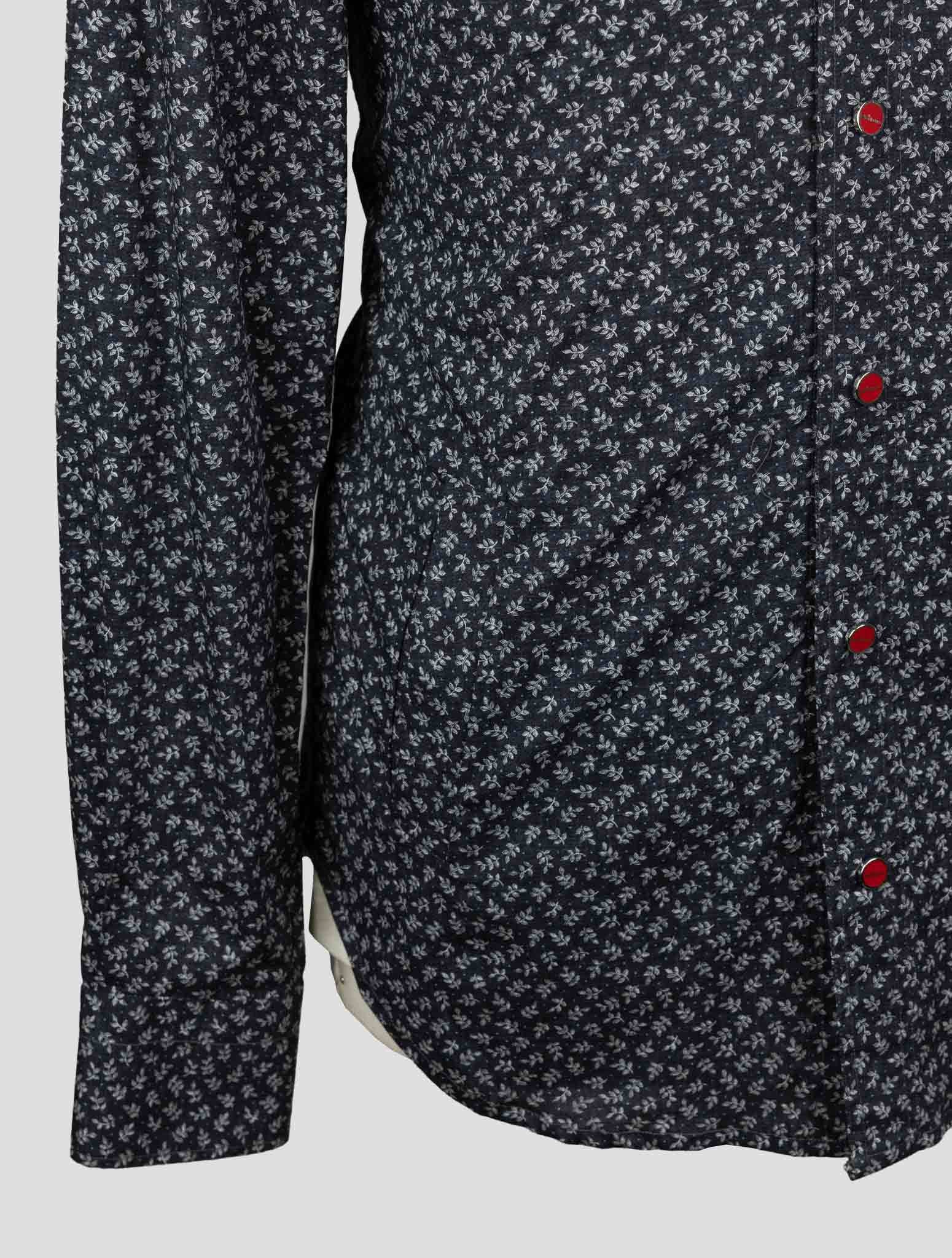 Kiton Dark Blue Gray Cotton Elasticated Shirt — view 4