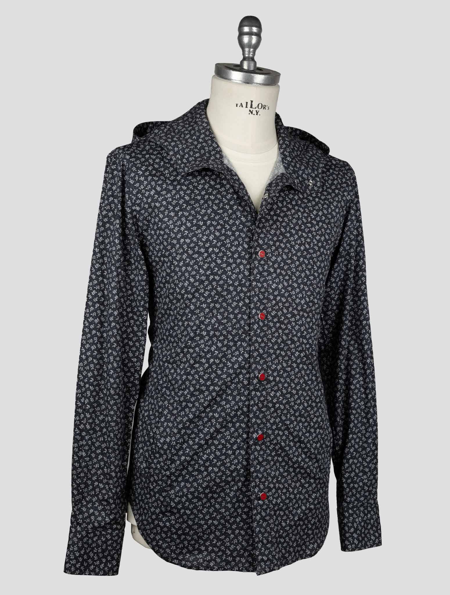 Kiton Dark Blue Gray Cotton Elasticated Shirt — view 5