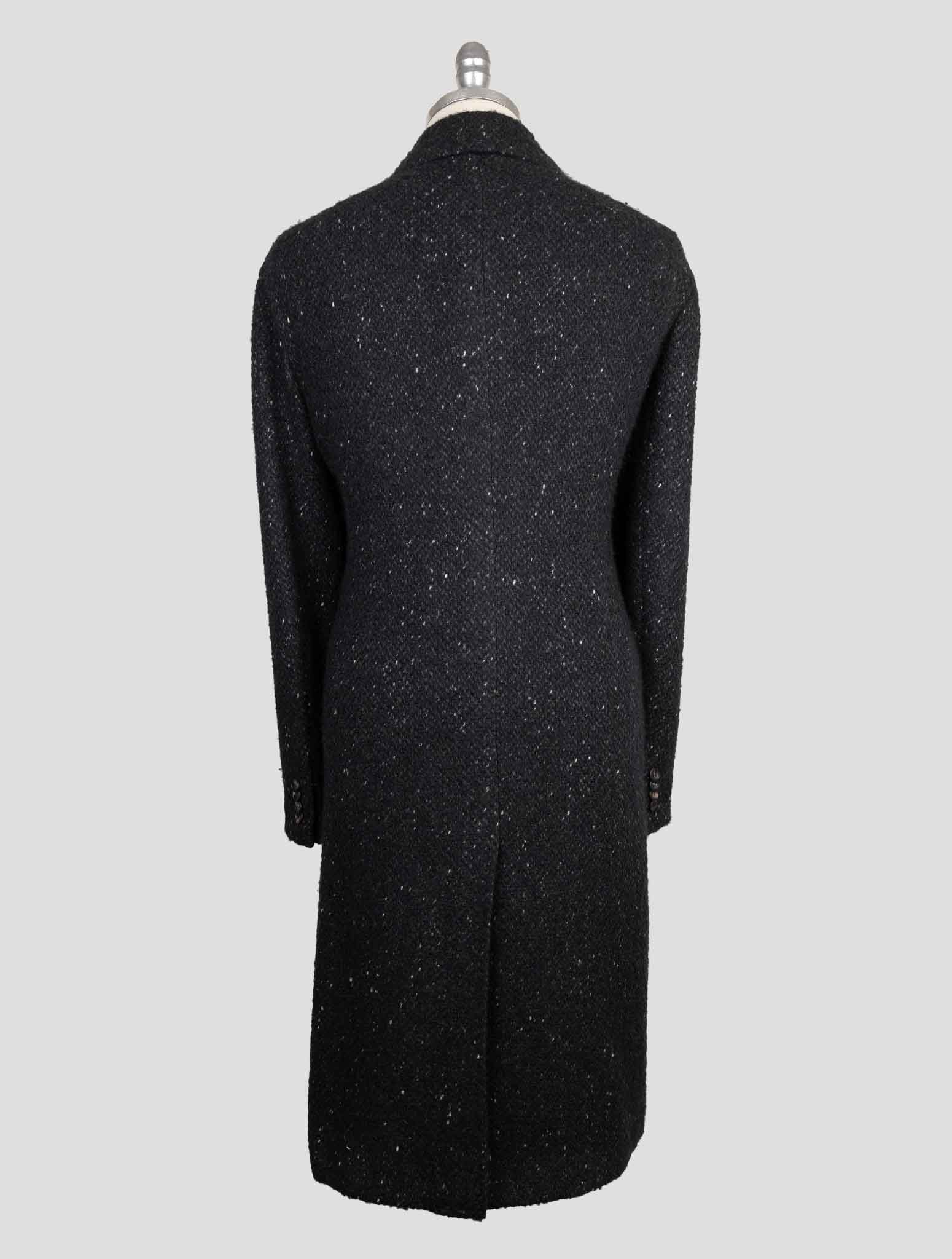 Kiton Black Virgin Wool Cashmere Silk Double Breasted Overcoat - view 3