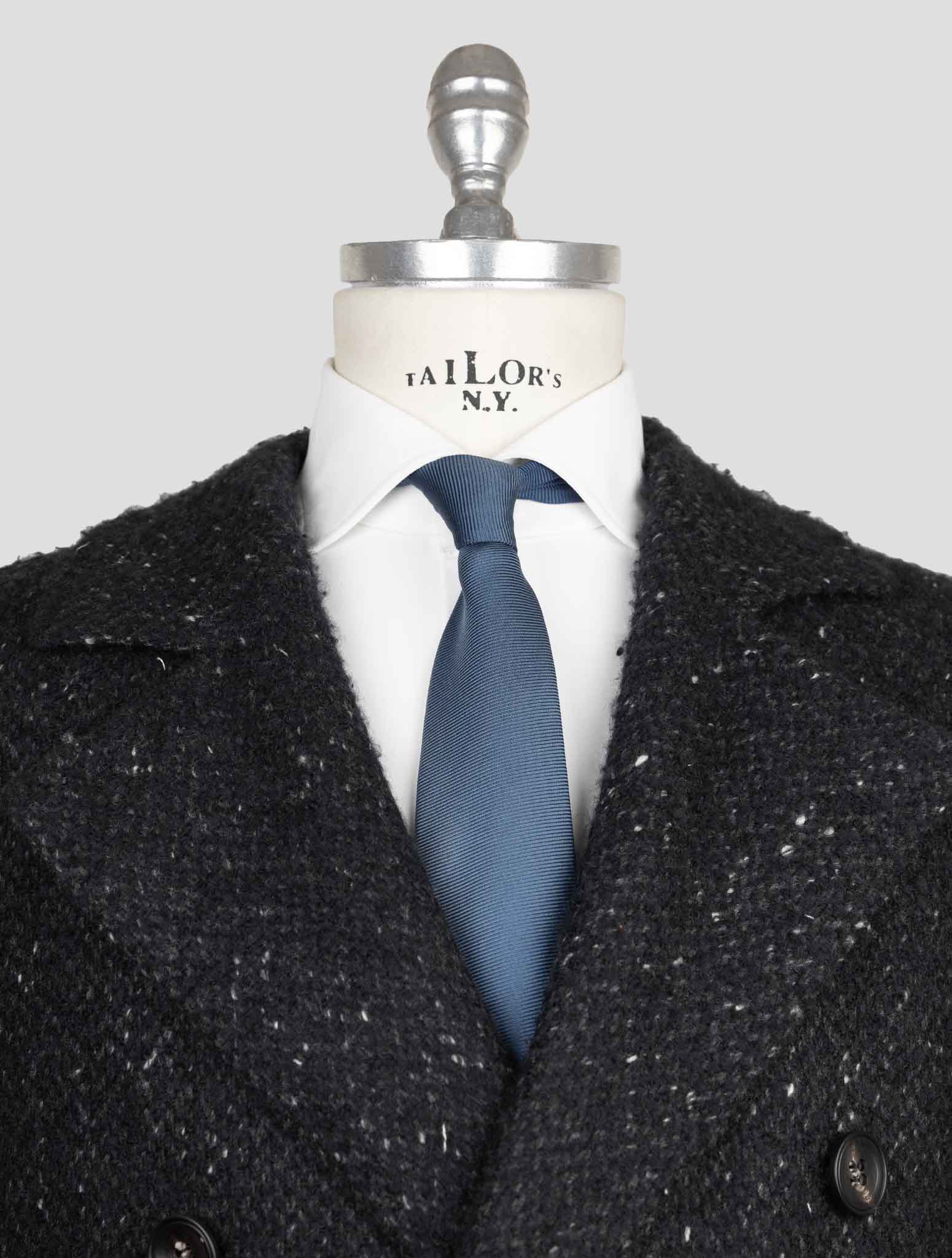 Kiton Black Virgin Wool Cashmere Silk Double Breasted Overcoat - view 4
