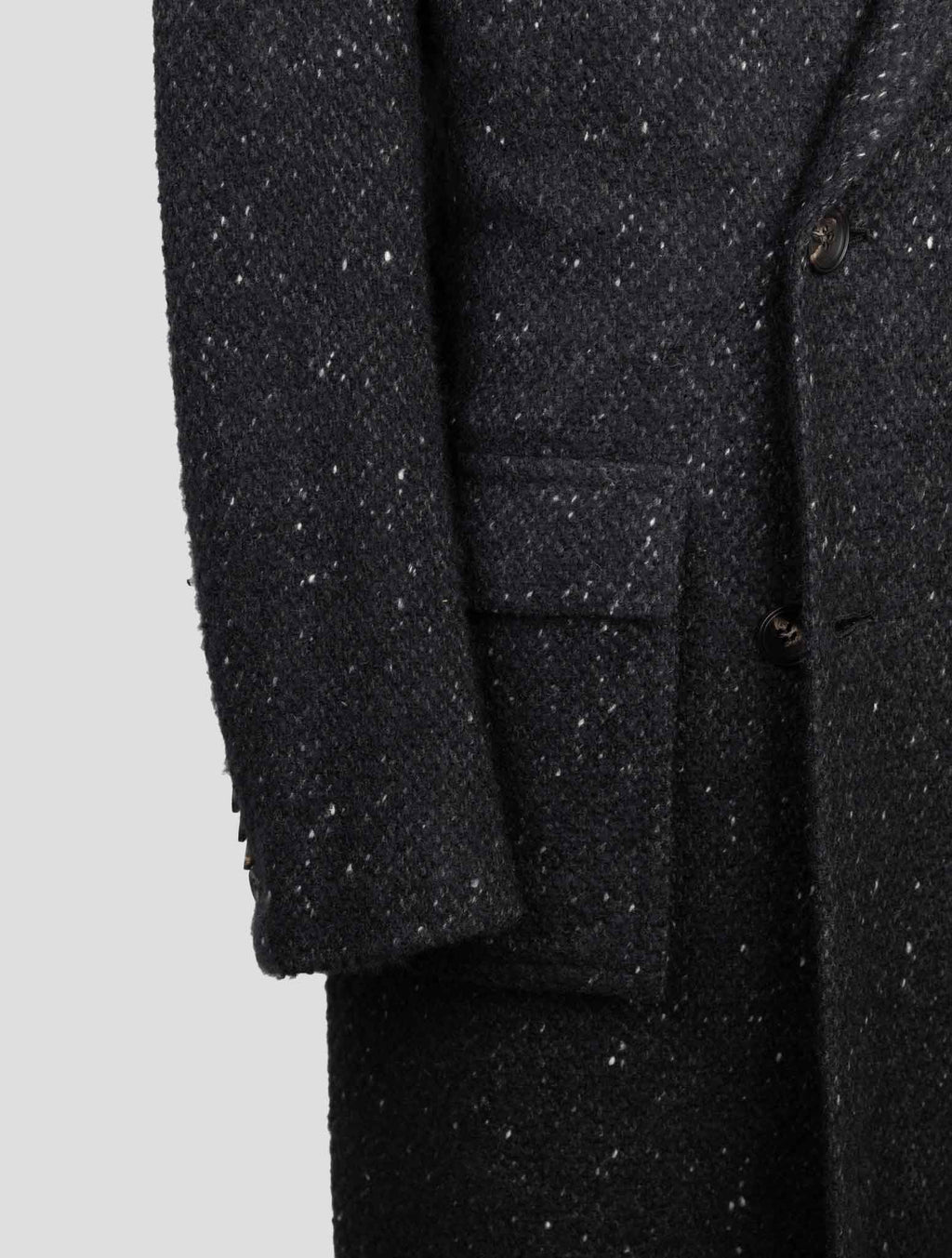 Kiton Black Virgin Wool Cashmere Silk Double Breasted Overcoat - view 5
