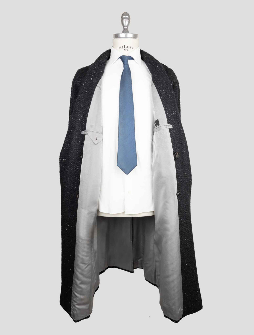 Kiton Black Virgin Wool Cashmere Silk Double Breasted Overcoat - view 6