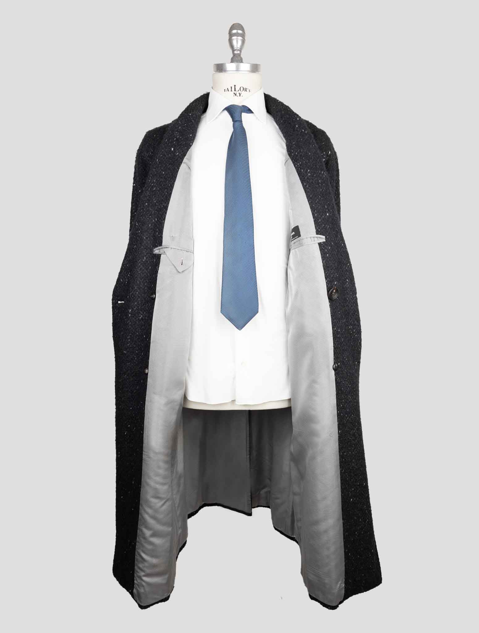 Kiton Black Virgin Wool Cashmere Silk Double Breasted Overcoat - view 6
